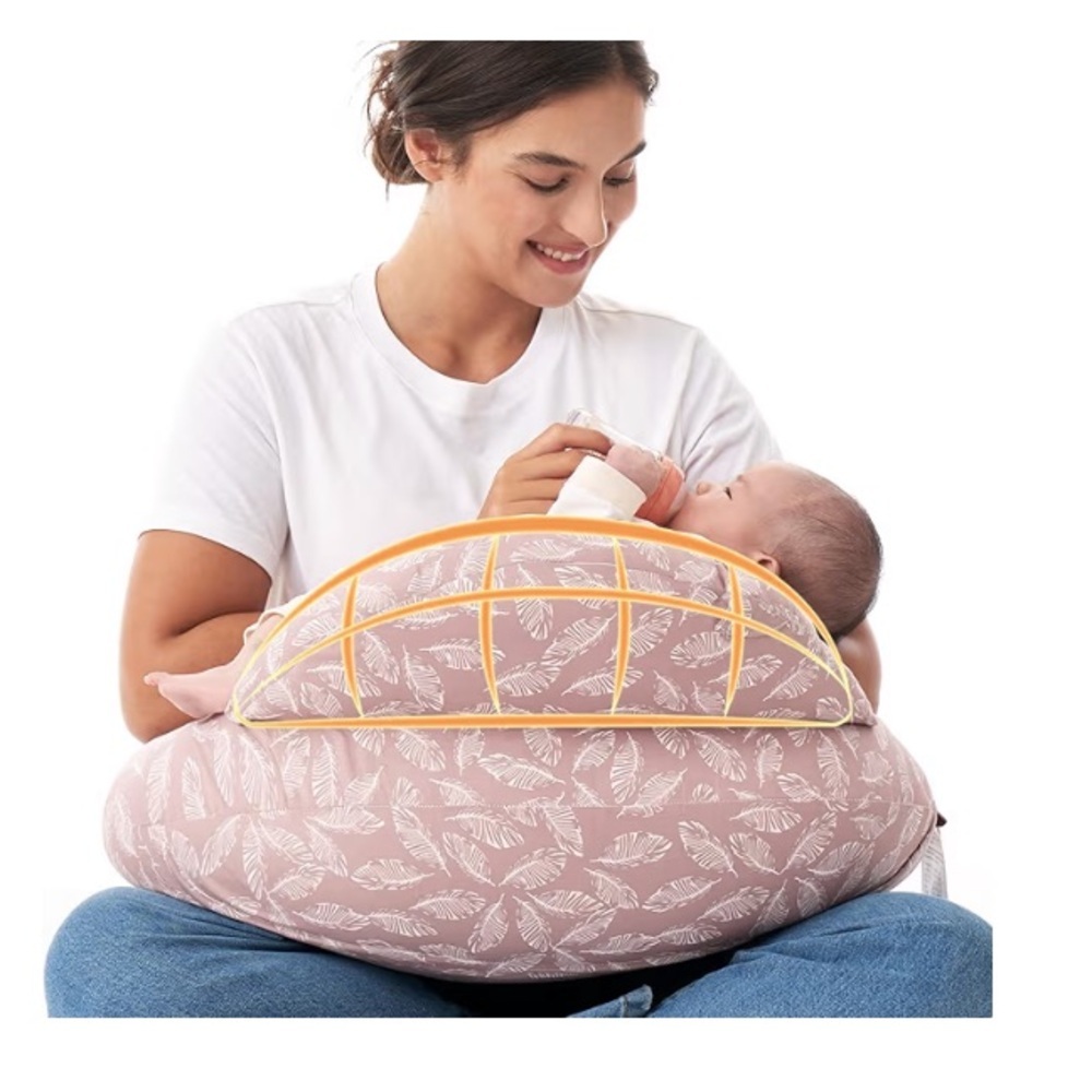 Momcozy Pink Snuggle Feather Print Nursing Pillow
